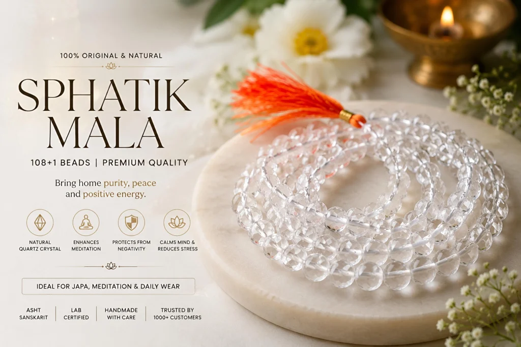 Natural Quartz Crystal Sphatik Mala