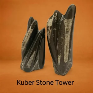 Natural Kuber Stone Tower made from Orthoceras Fossil for Wealth and Vastu