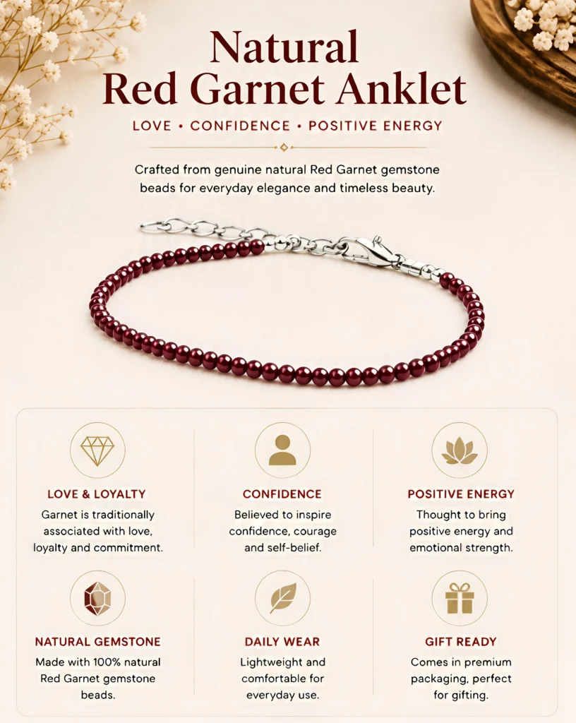 red garnet anklet - ekam gems