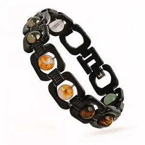 EKAM GEMS Dhan Yog Bracelet black metal natural gemstone bracelet for men and women