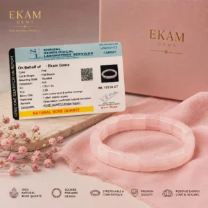 Natural Rose Quartz Square Pyramid Bracelet by Ekam Gems