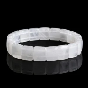 Natural White Quartz Square Pyramid Bracelet by Ekam Gems