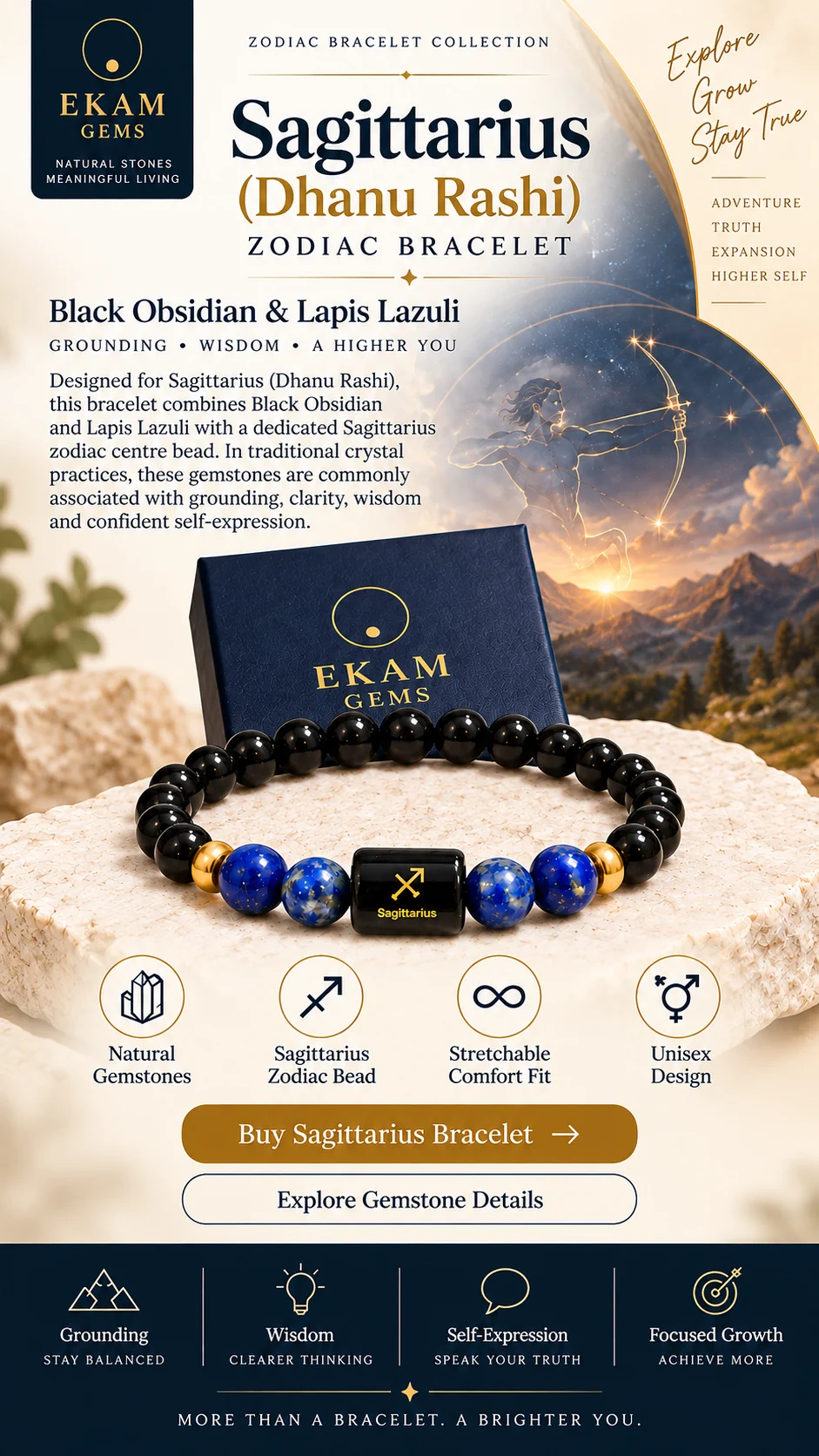 Sagittarius Zodiac Bracelet From Ekam Gems
