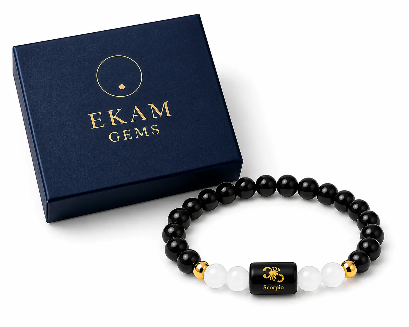 scorpio bracelet with ekam gems box